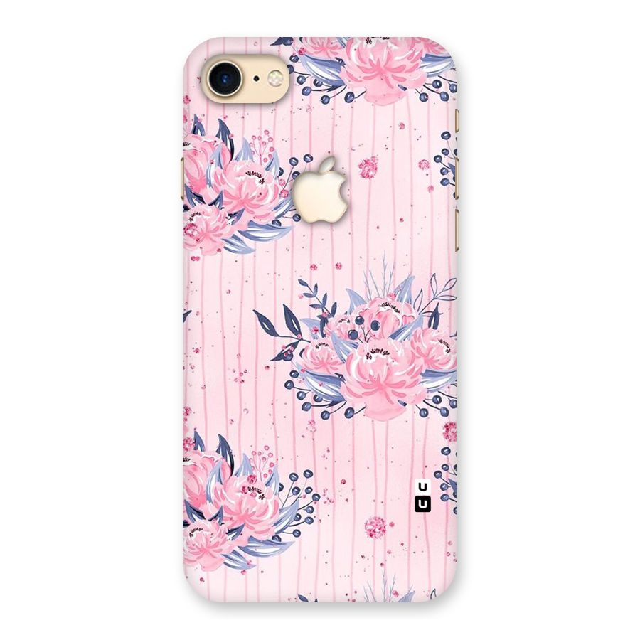Pink Floral and Stripes Back Case for iPhone 7 Apple Cut