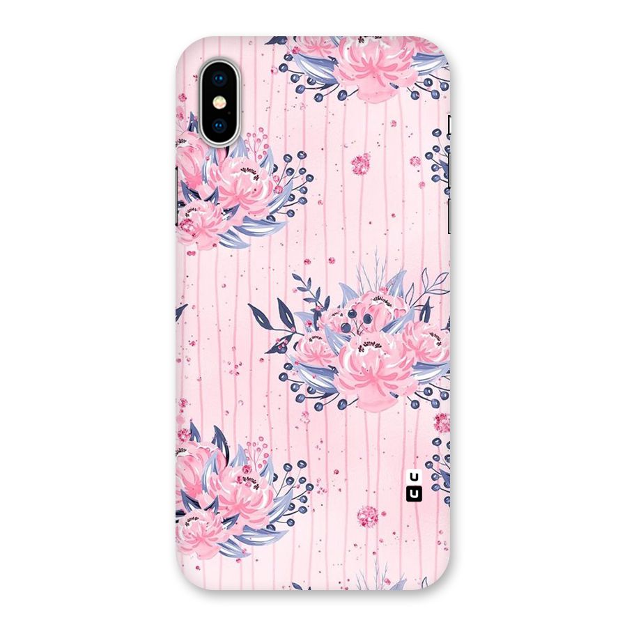 Pink Floral and Stripes Back Case for iPhone XS