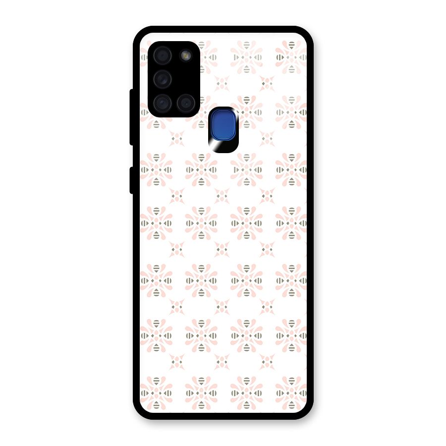Pink Floral Pattern Glass Back Case for Galaxy A21s