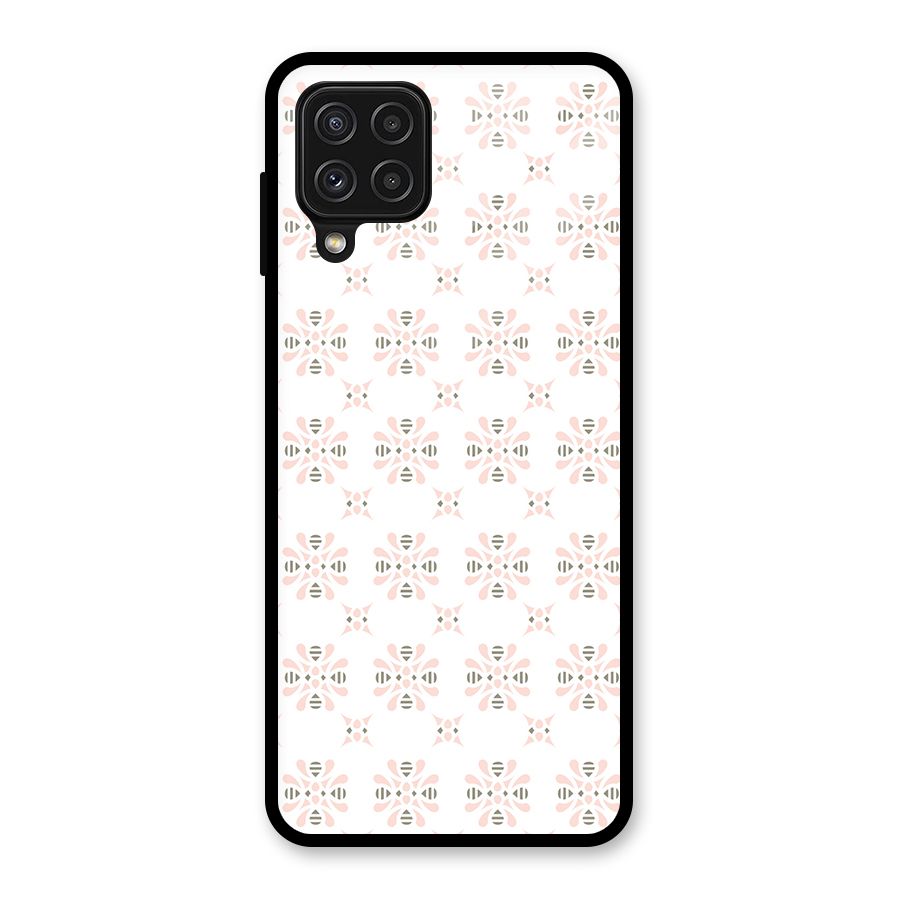 Pink Floral Pattern Glass Back Case for Galaxy A22 4G