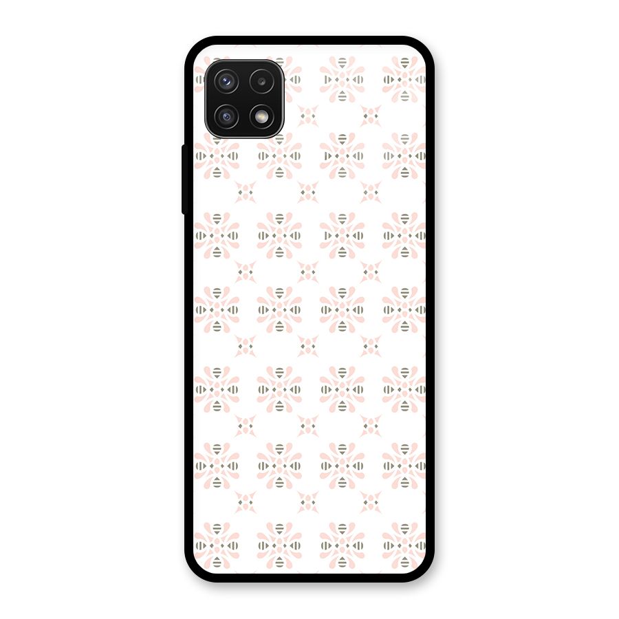 Pink Floral Pattern Glass Back Case for Galaxy A22 5G