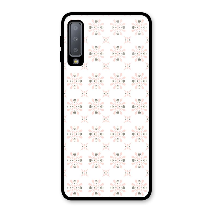 Pink Floral Pattern Glass Back Case for Galaxy A7 (2018)