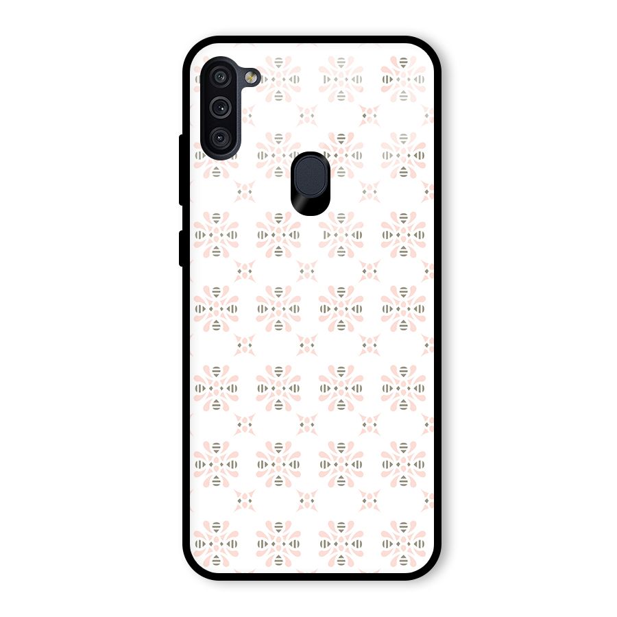 Pink Floral Pattern Glass Back Case for Galaxy M11