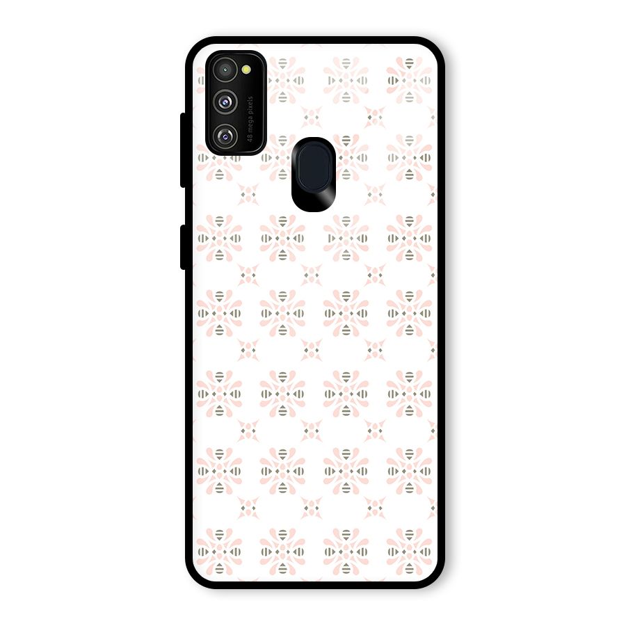 Pink Floral Pattern Glass Back Case for Galaxy M30s
