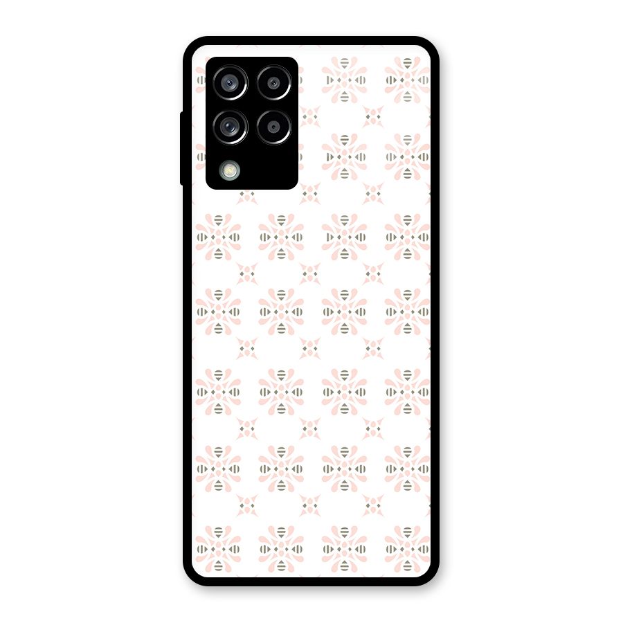 Pink Floral Pattern Glass Back Case for Galaxy M53 5G