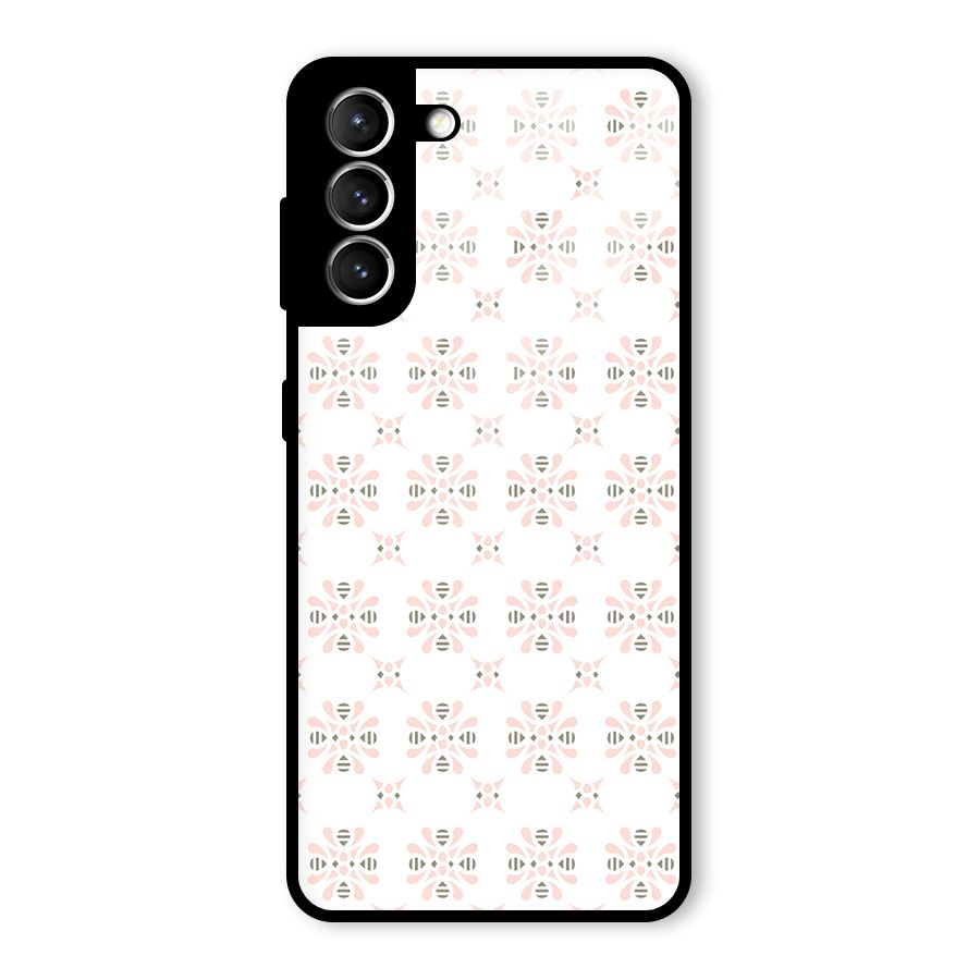 Pink Floral Pattern Glass Back Case for Galaxy S21 5G