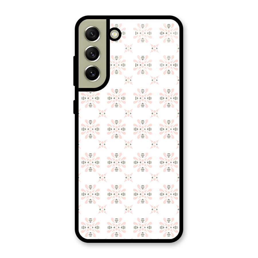 Pink Floral Pattern Glass Back Case for Galaxy S21 FE 5G