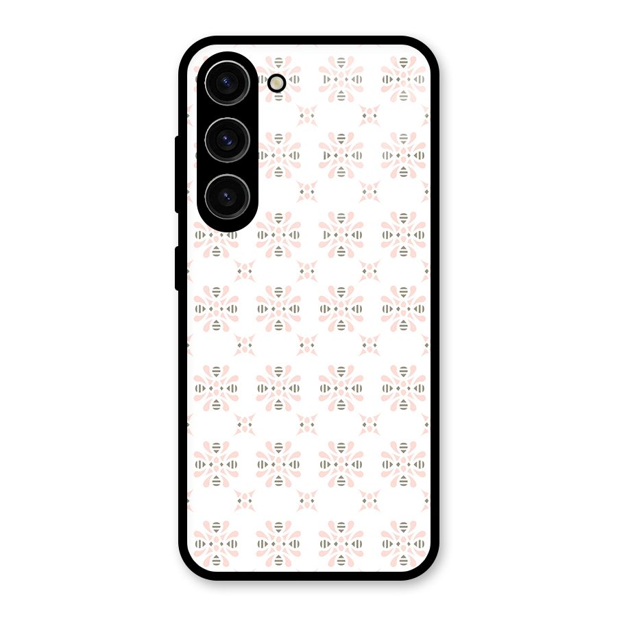 Pink Floral Pattern Glass Back Case for Galaxy S23