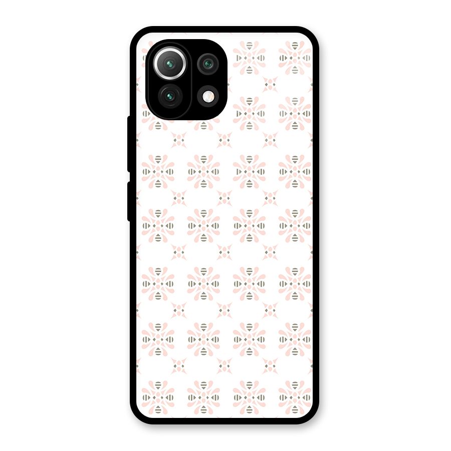 Pink Floral Pattern Glass Back Case for Mi 11 Lite