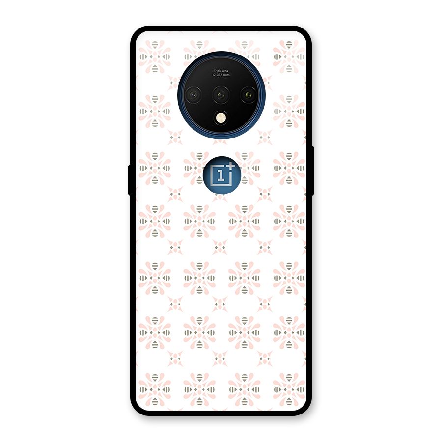 Pink Floral Pattern Glass Back Case for OnePlus 7T