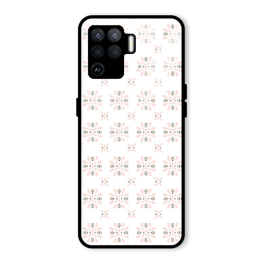 Pink Floral Pattern Glass Back Case for Oppo F19 Pro