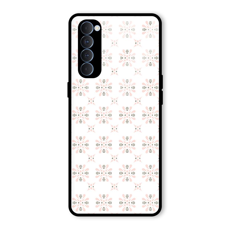 Pink Floral Pattern Glass Back Case for Oppo Reno4 Pro
