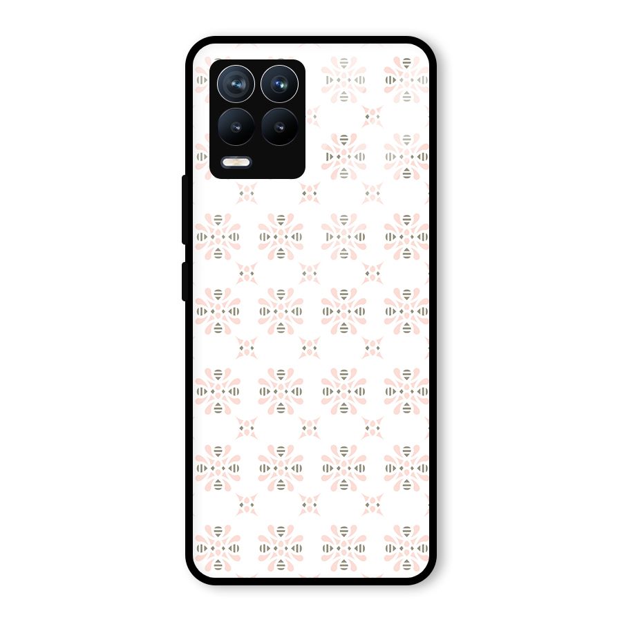 Pink Floral Pattern Glass Back Case for Realme 8 Pro