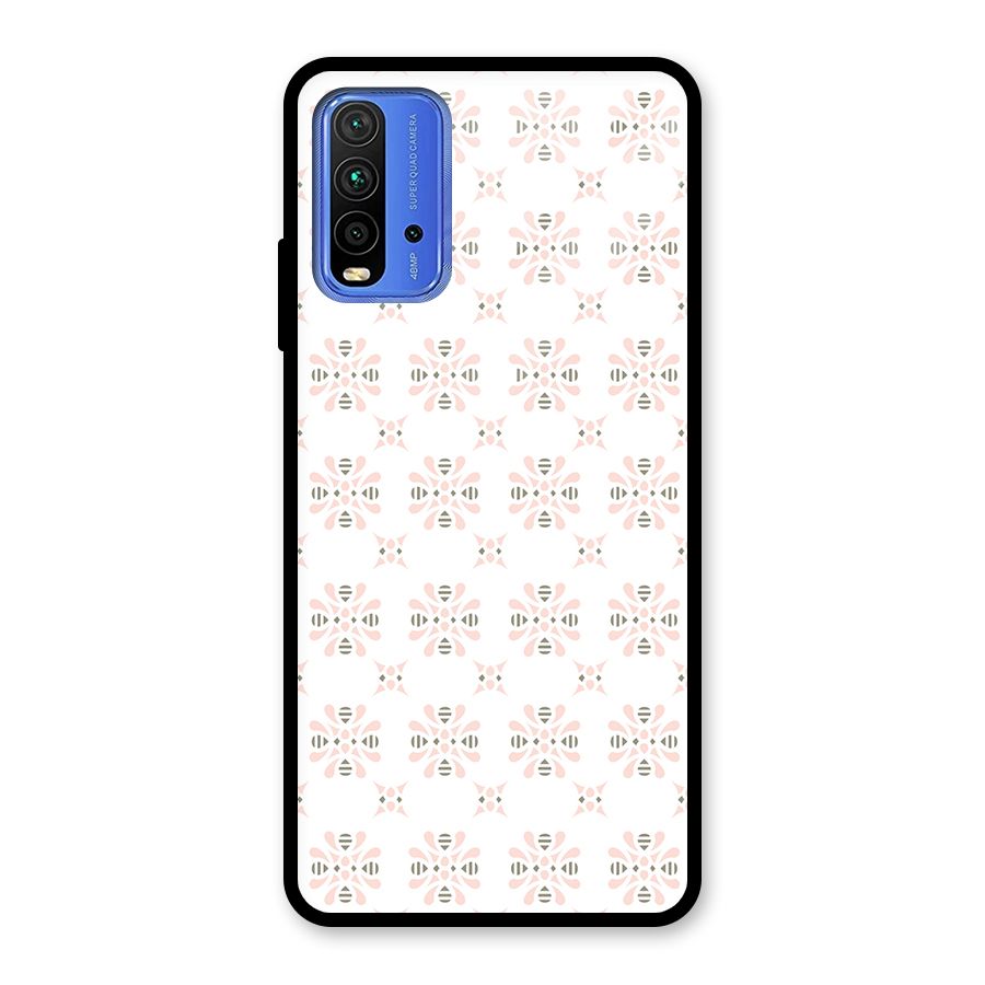 Pink Floral Pattern Glass Back Case for Redmi 9 Power