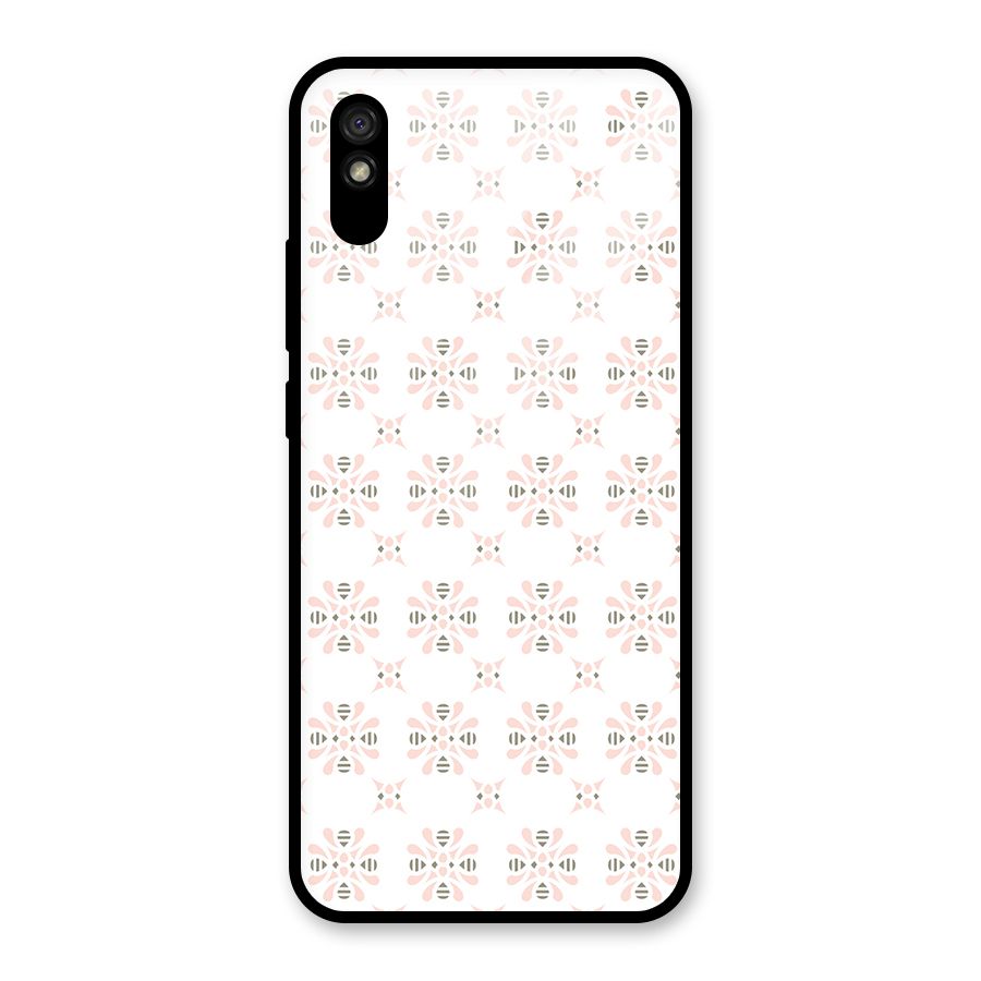 Pink Floral Pattern Glass Back Case for Redmi 9i