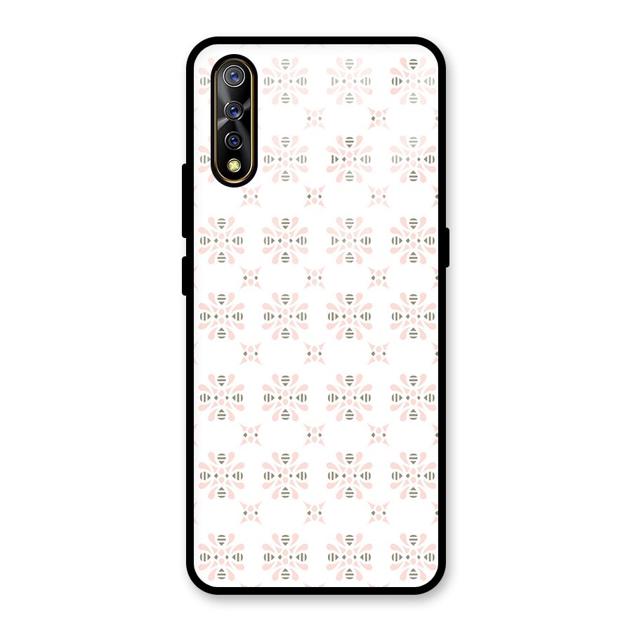 Pink Floral Pattern Glass Back Case for Vivo S1