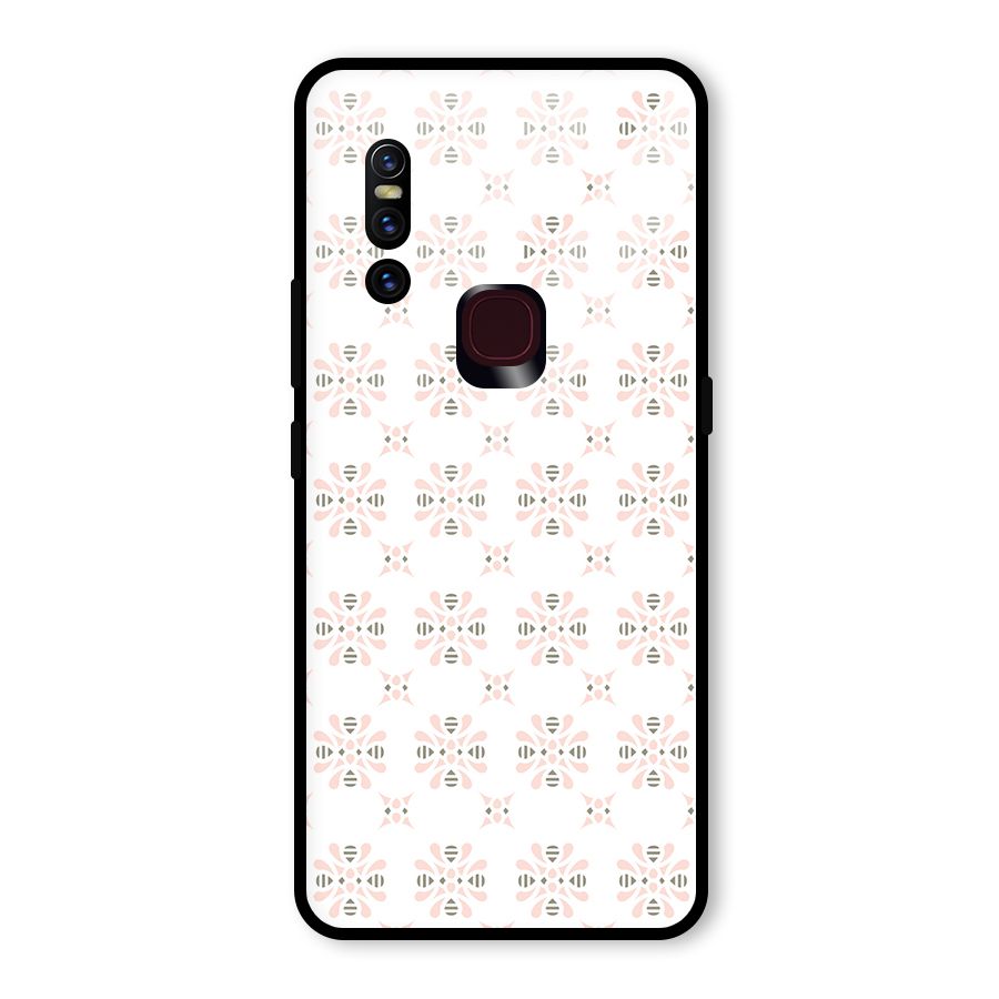 Pink Floral Pattern Glass Back Case for Vivo V15