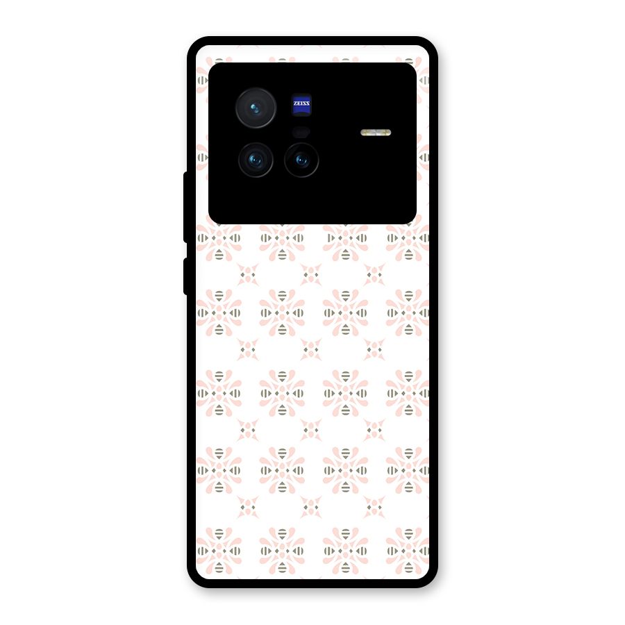 Pink Floral Pattern Glass Back Case for Vivo X80