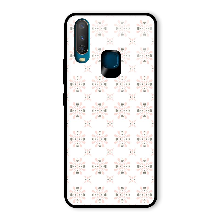 Pink Floral Pattern Glass Back Case for Vivo Y17