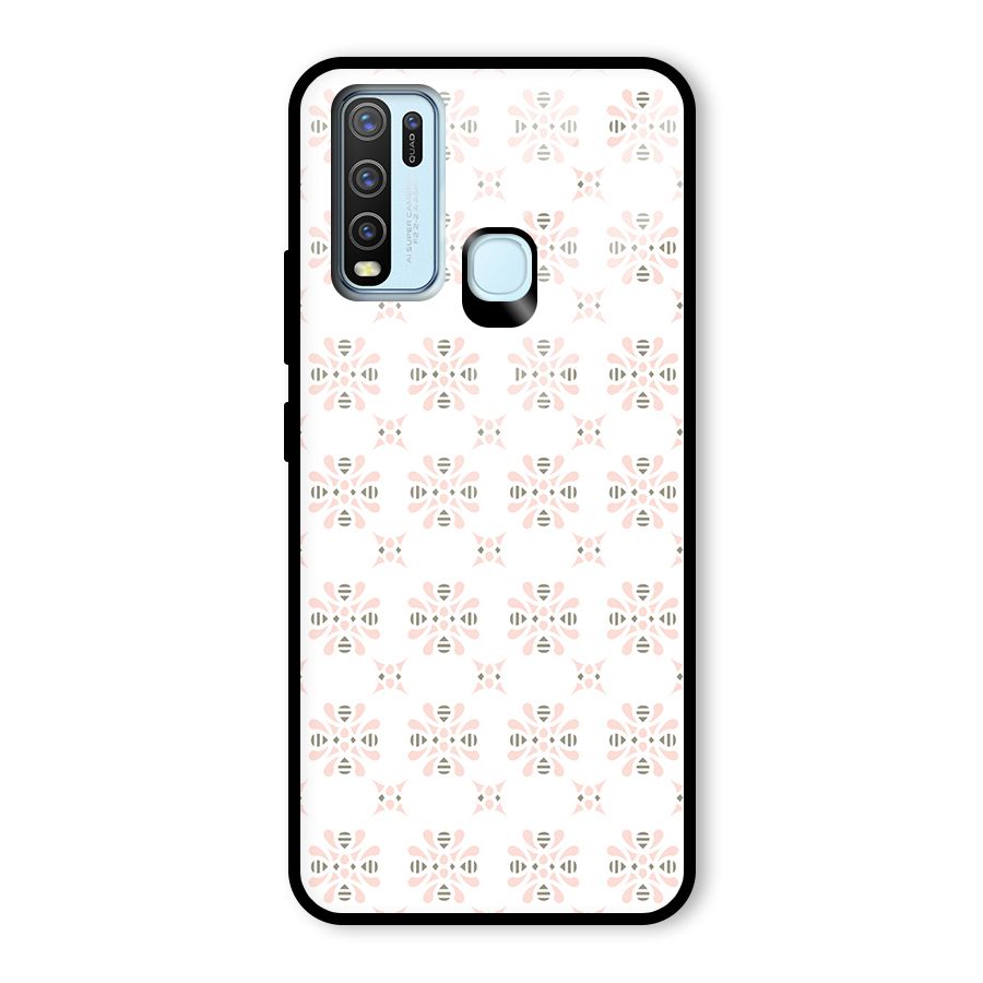 Pink Floral Pattern Glass Back Case for Vivo Y50
