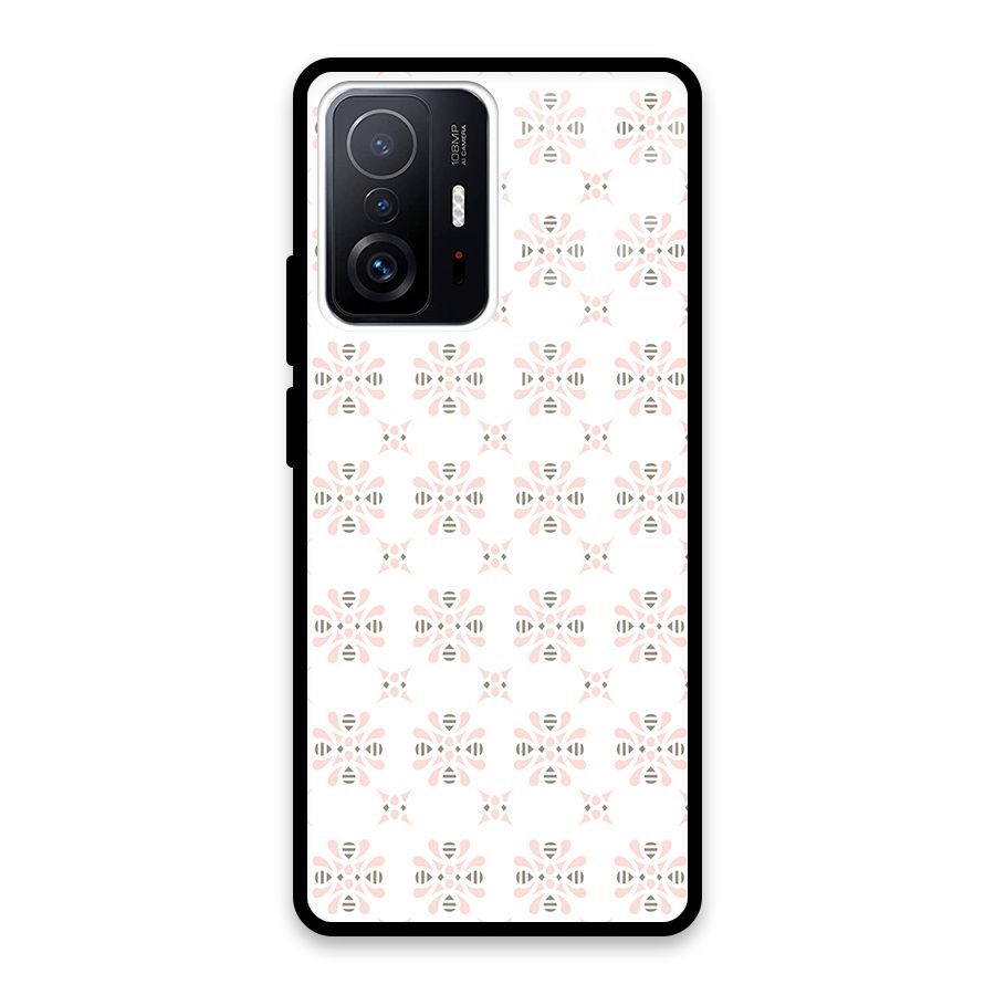 Pink Floral Pattern Glass Back Case for Xiaomi 11T Pro