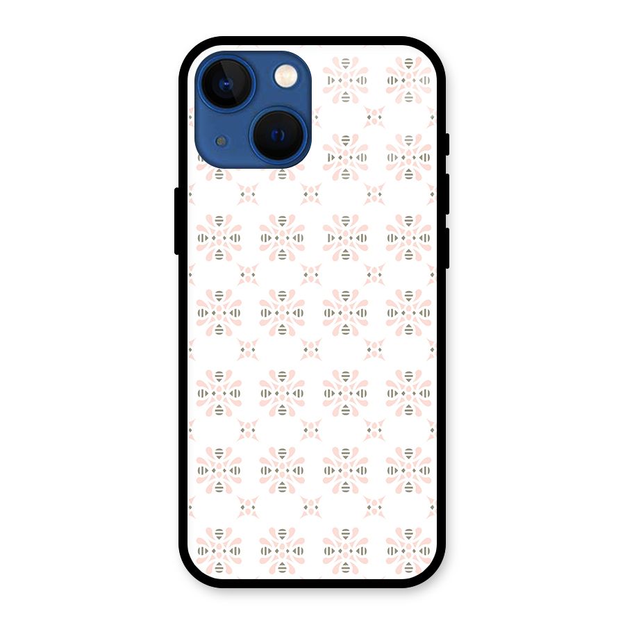 Pink Floral Pattern Glass Back Case for iPhone 13 Mini