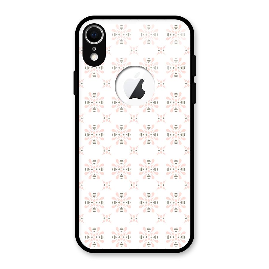 Pink Floral Pattern Glass Back Case for iPhone XR Logo Cut