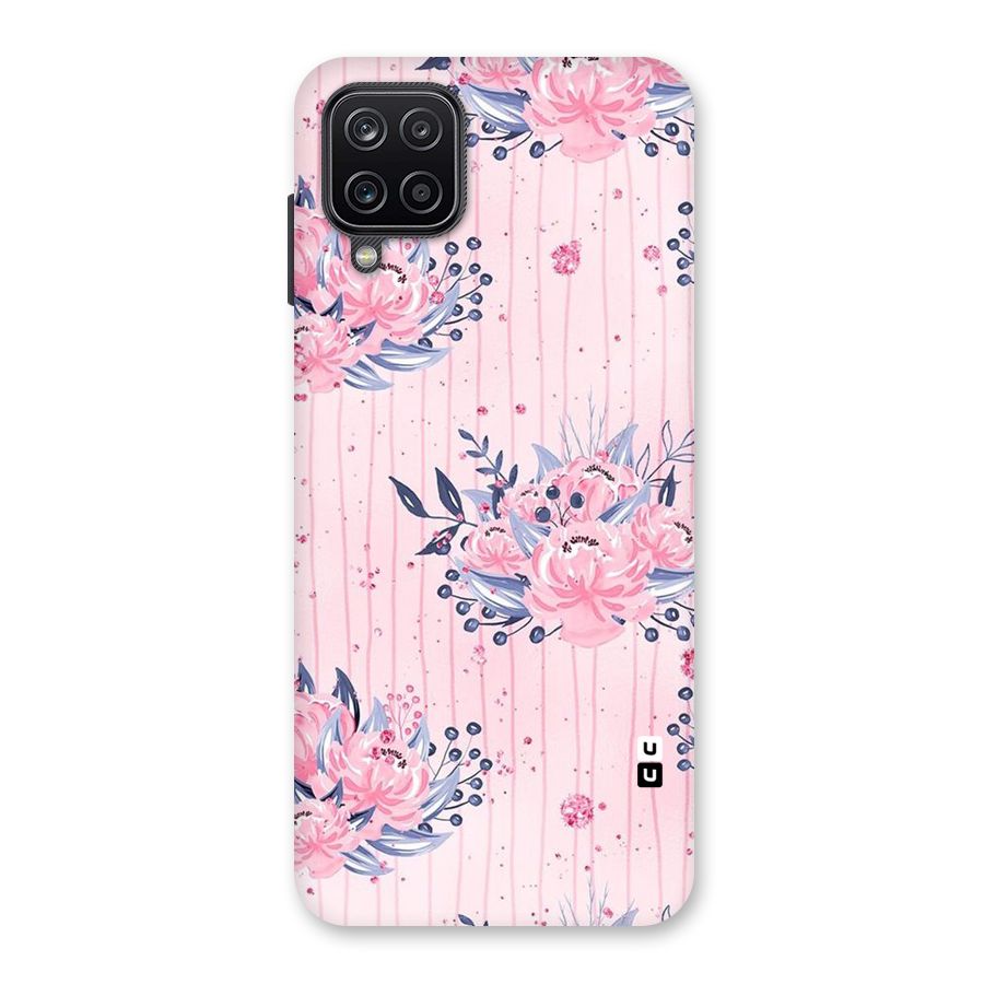 Pink Floral and Stripes Back Case for Galaxy A12