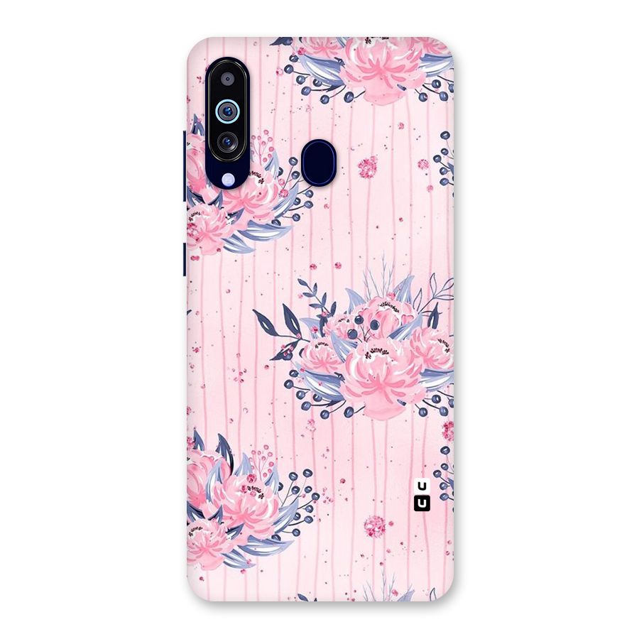 Pink Floral and Stripes Back Case for Galaxy A60