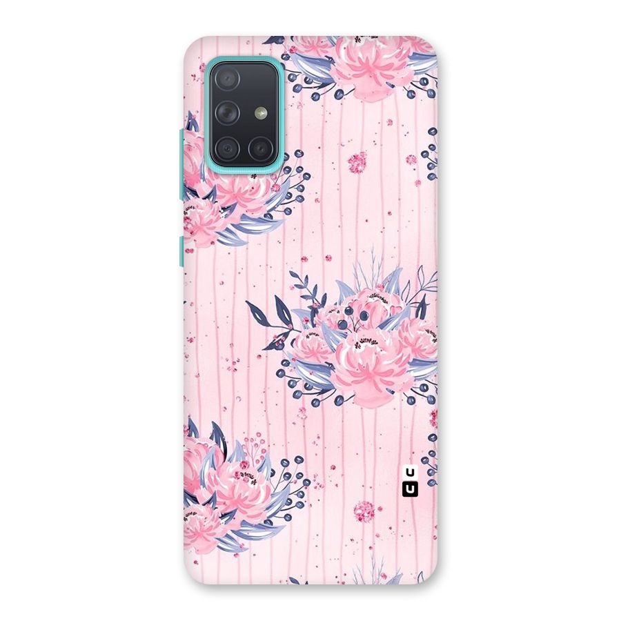 Pink Floral and Stripes Back Case for Galaxy A71