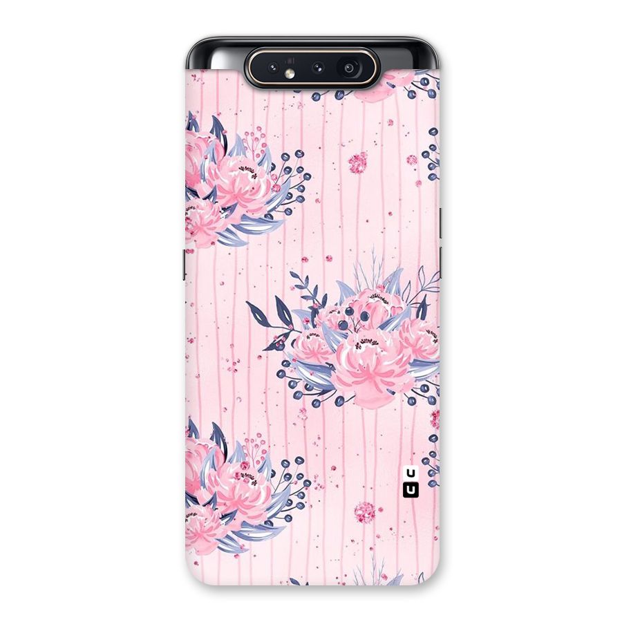 Pink Floral and Stripes Back Case for Galaxy A80