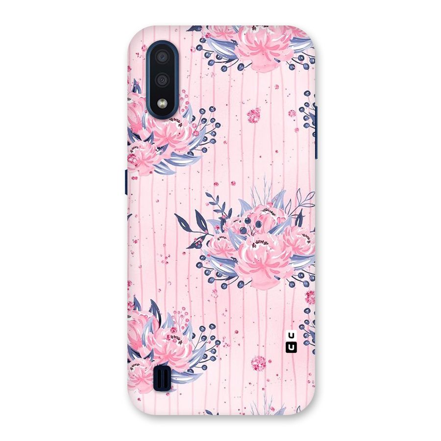 Pink Floral and Stripes Back Case for Galaxy M01