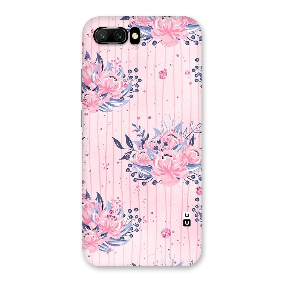 Pink Floral and Stripes Back Case for Honor 10
