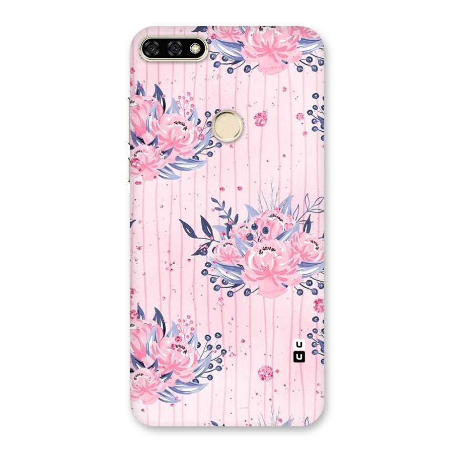 Pink Floral and Stripes Back Case for Honor 7A