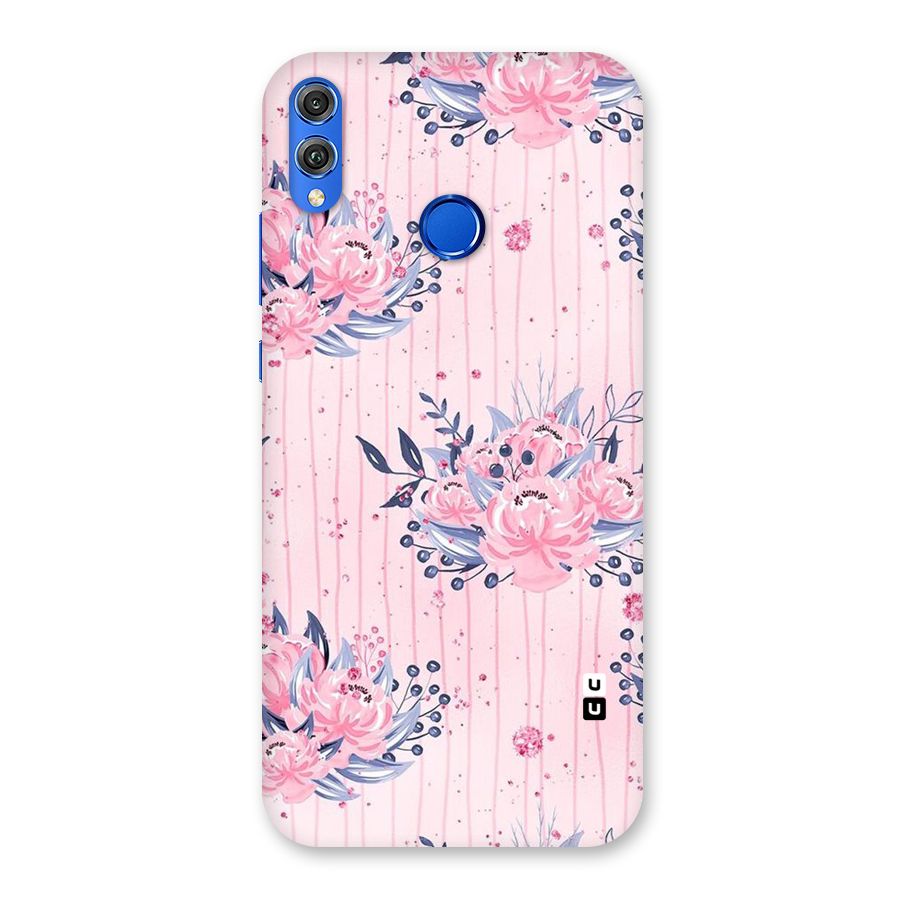 Pink Floral and Stripes Back Case for Honor 8X