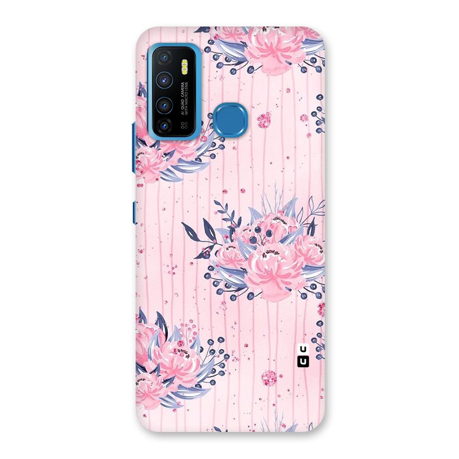 Pink Floral and Stripes Back Case for Infinix Hot 9