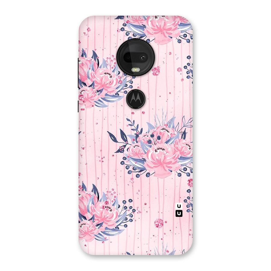 Pink Floral and Stripes Back Case for Moto G7