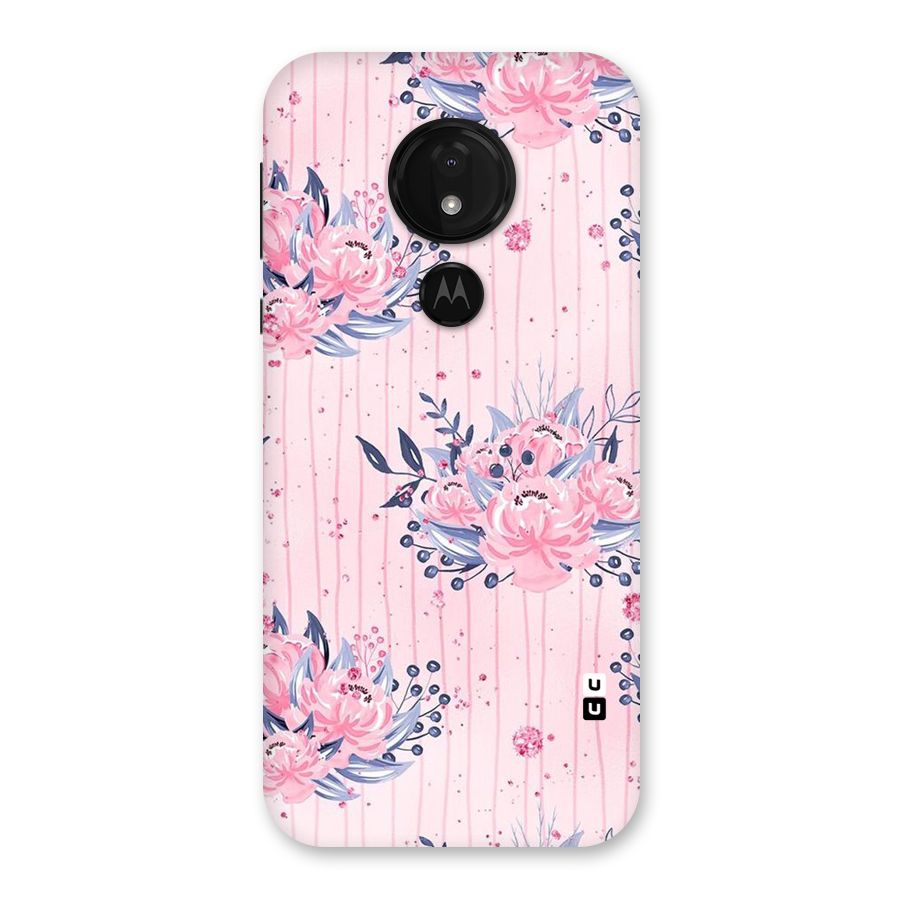 Pink Floral and Stripes Back Case for Moto G7 Power