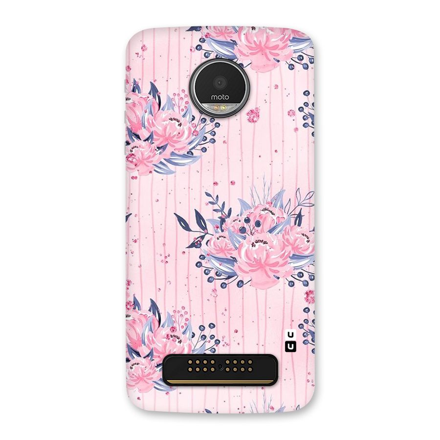 Pink Floral and Stripes Back Case for Moto Z Play