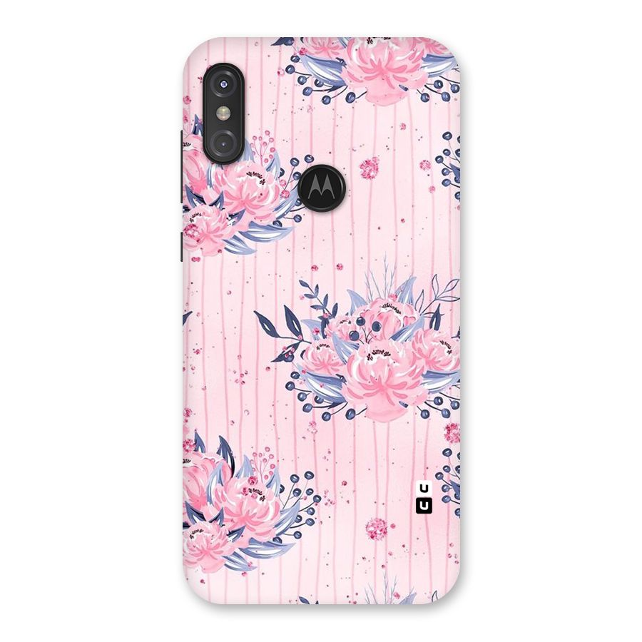 Pink Floral and Stripes Back Case for Motorola One Power