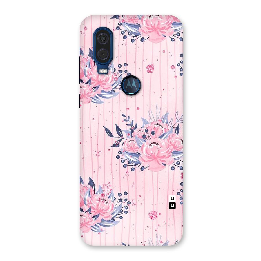 Pink Floral and Stripes Back Case for Motorola One Vision