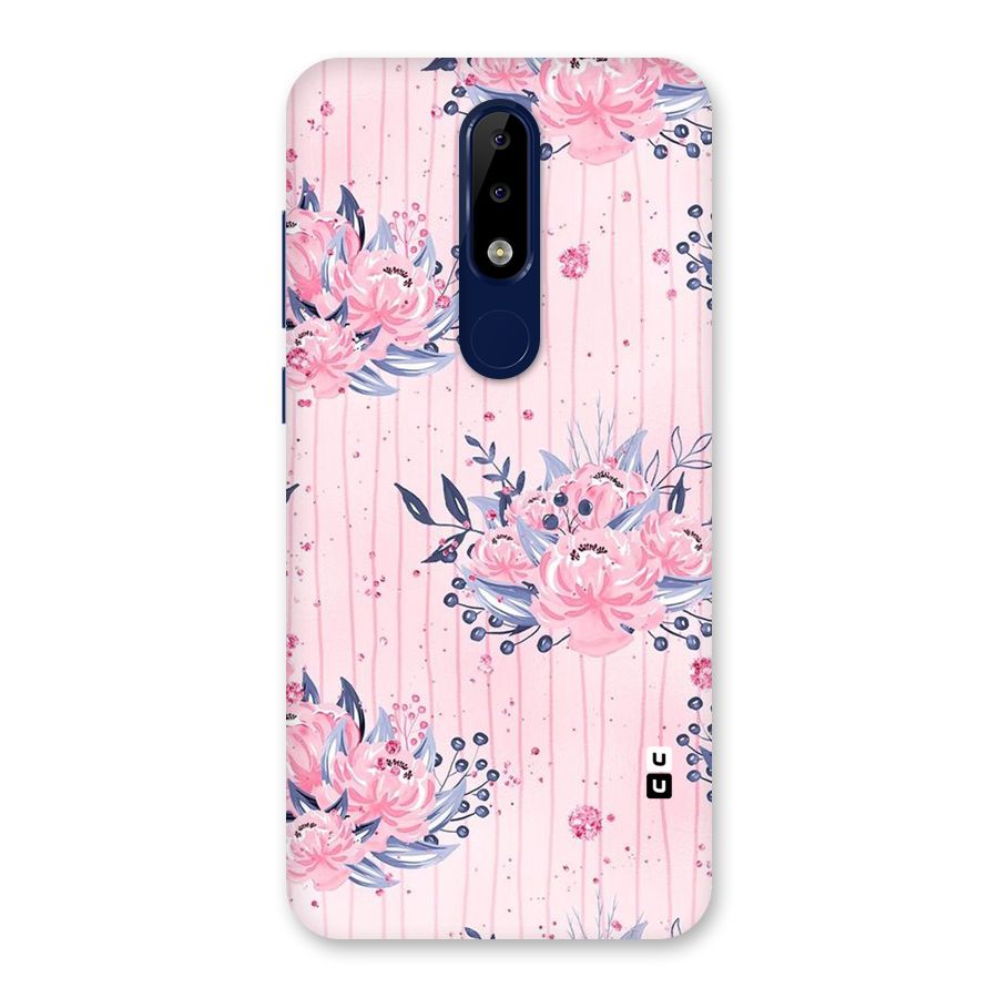 Pink Floral and Stripes Back Case for Nokia 5.1 Plus