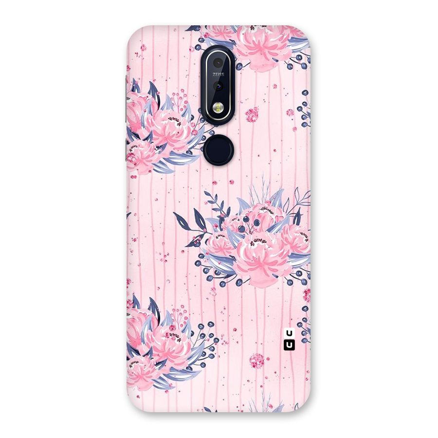 Pink Floral and Stripes Back Case for Nokia 7.1