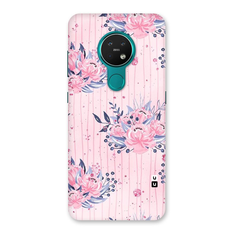Pink Floral and Stripes Back Case for Nokia 7.2