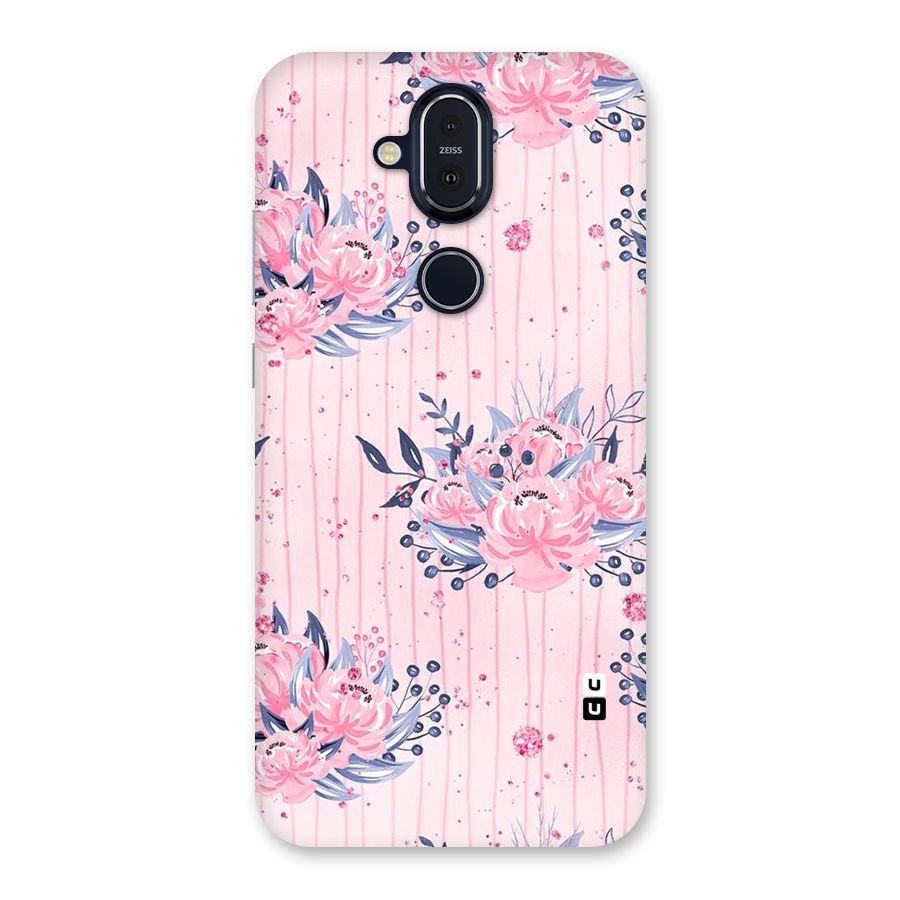 Pink Floral and Stripes Back Case for Nokia 8.1