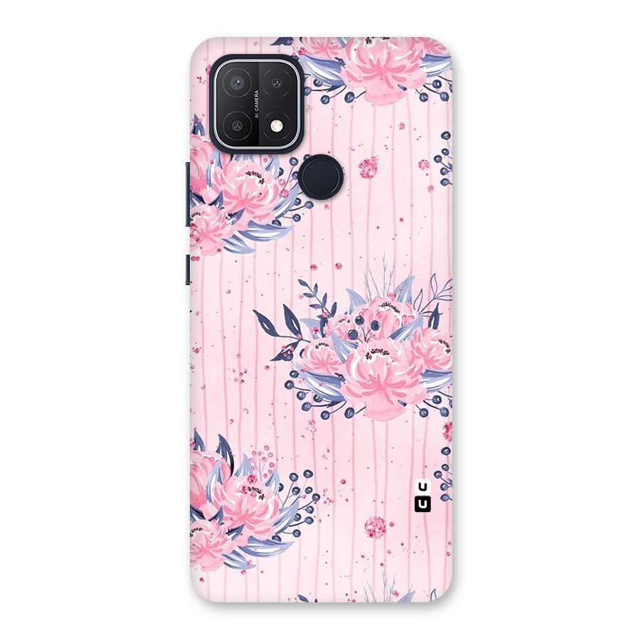 Pink Floral and Stripes Back Case for Oppo A15s