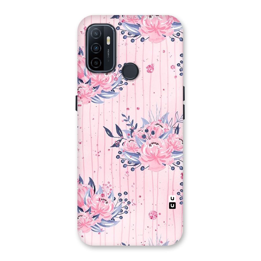 Pink Floral and Stripes Back Case for Oppo A32