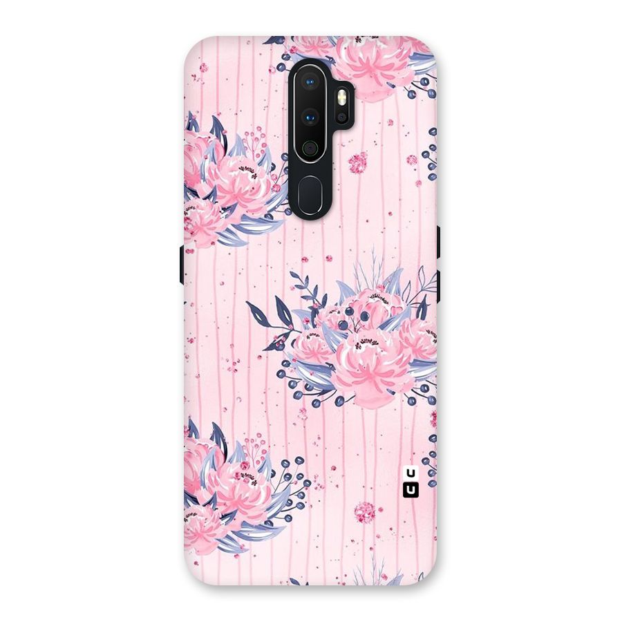 Pink Floral and Stripes Back Case for Oppo A5 (2020)