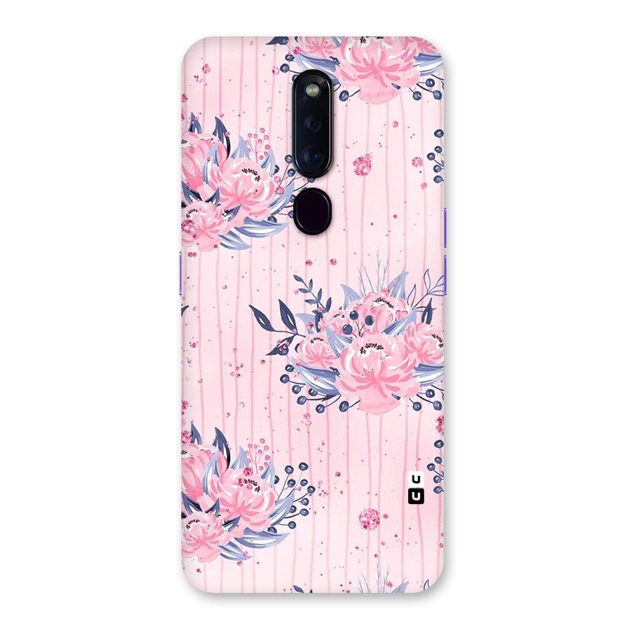 Pink Floral and Stripes Back Case for Oppo F11 Pro