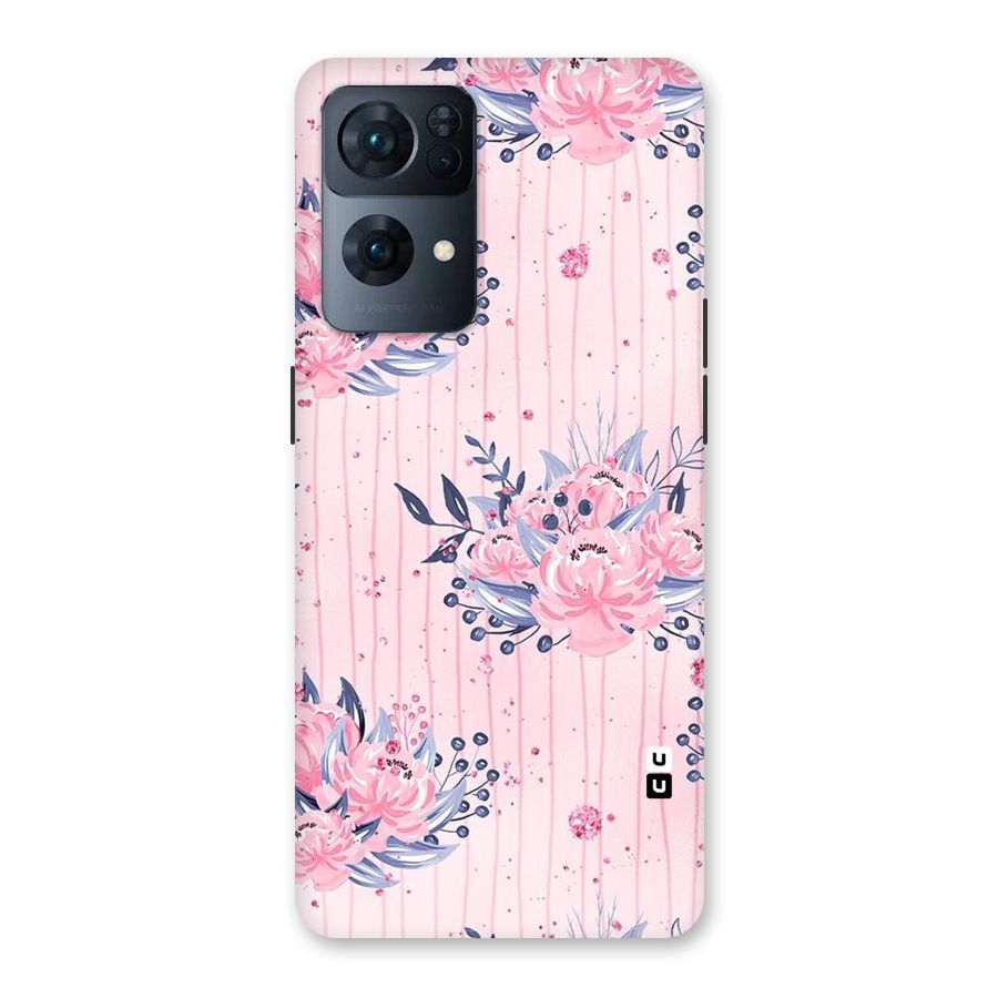 Pink Floral and Stripes Back Case for Oppo Reno7 Pro 5G